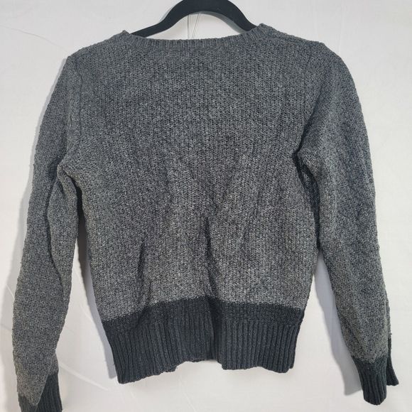 Theory Wool Two Tone Gray Black Long Sleeve Crew Neck Sweater Small P - Picture 5 of 10